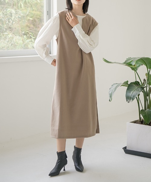 maison de LATIR(メゾンドラティール)の「キーネックベストロング丈ワンピース(ワンピース・レディース・ベージュ/ブラック/グレー・FREE)」の14枚目の写真