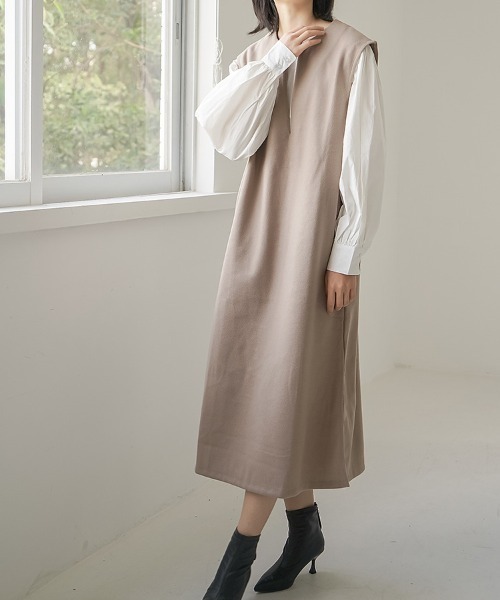 maison de LATIR(メゾンドラティール)の「キーネックベストロング丈ワンピース(ワンピース・レディース・ベージュ/ブラック/グレー・FREE)」の16枚目の写真