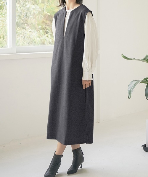 maison de LATIR(メゾンドラティール)の「キーネックベストロング丈ワンピース(ワンピース・レディース・ベージュ/ブラック/グレー・FREE)」の19枚目の写真