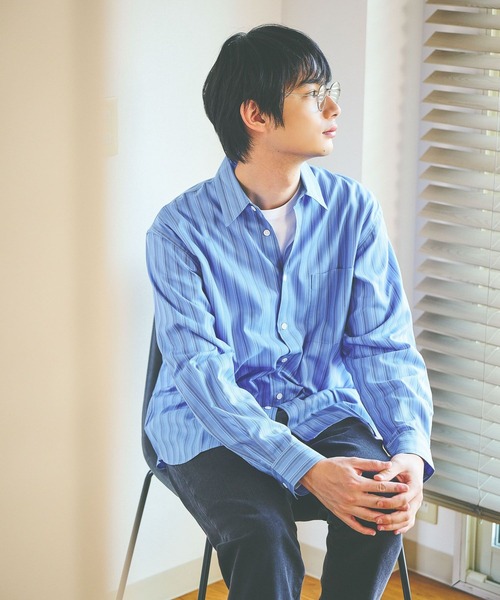 GLOBAL WORK（グローバルワーク）の「オテラクシャツ/591772（シャツ/ブラウス・メンズ・グレイッシュベージュ/ネイビー/ブルー/オフホワイト・SMALL/MEDIUM/LARGE/X-LARGE）」の4枚目の写真