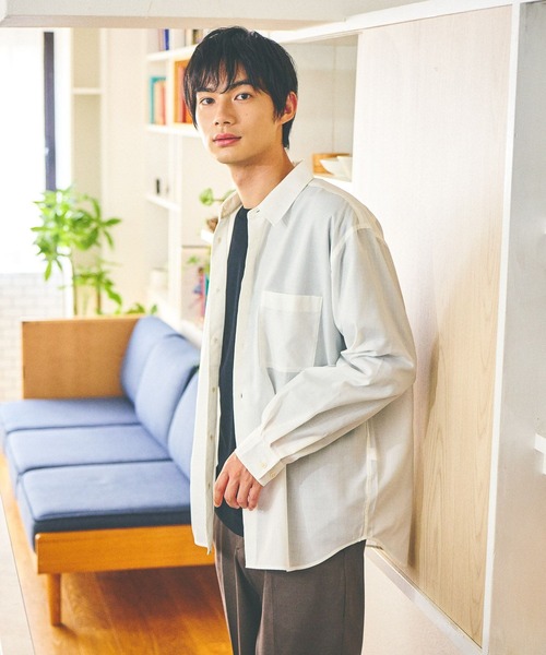 GLOBAL WORK（グローバルワーク）の「オテラクシャツ/591772（シャツ/ブラウス・メンズ・グレイッシュベージュ/ネイビー/ブルー/オフホワイト・SMALL/MEDIUM/LARGE/X-LARGE）」の8枚目の写真