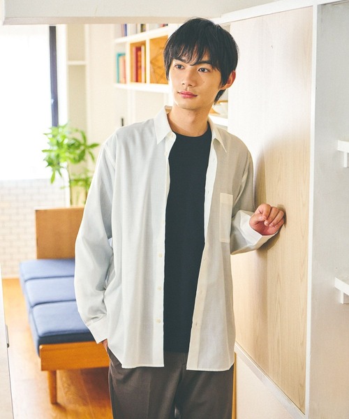 GLOBAL WORK（グローバルワーク）の「オテラクシャツ/591772（シャツ/ブラウス・メンズ・グレイッシュベージュ/ネイビー/ブルー/オフホワイト・SMALL/MEDIUM/LARGE/X-LARGE）」の9枚目の写真