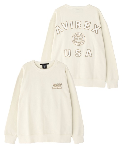 AVIREX(アヴィレックス)の「AVIREX 50th VARSITY CREWNECK SWEAT / 50周年 バーシティ スウェットパンツ / アヴィレックス(スウェット・メンズ・チャコール/エンジ/オフホワイト・MEDIUM/LARGE/X-LARGE/XX-LARGE)」の2枚目の写真
