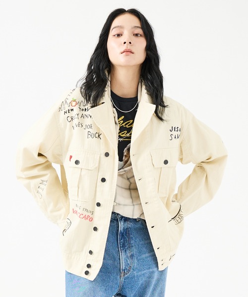 THRIFTY LOOK(スリフティールック)の「【THRIFTY LOOK/スリフティルック】MEMORIAL M-43 JACKET / メモリアルジャケット 刺繍/ ペイント(ミリタリージャケット・レディース・オフホワイト・フリー)」の6枚目の写真
