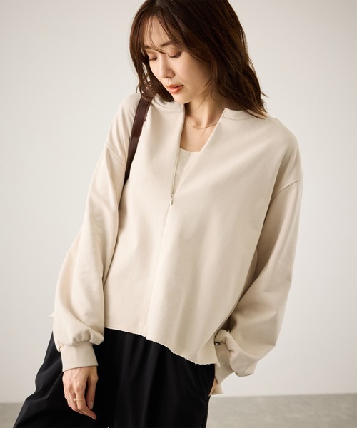 ROPE' PICNIC(ロペピクニック)の「スキッパー裏毛プルオーバー(スウェット・レディース・ブラウン/ブルー/キナリ・FREE)」の20枚目の写真