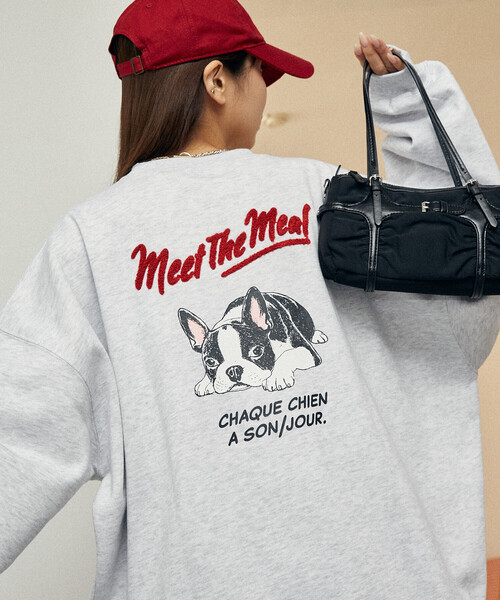 PUBLUX/パブリュクス 相良刺繍 フレンチブルドッグ 裏起毛 スウェット