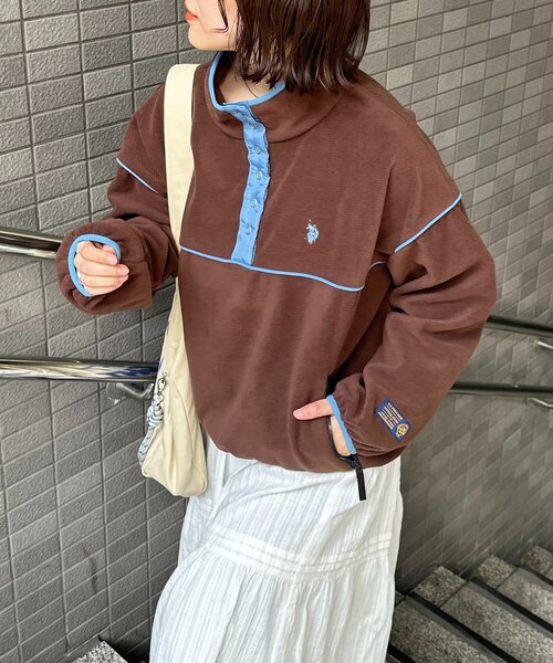 U.S. POLO ASSN.（ユーエスポロアッスン）の「【U.S. POLO ASSN.】フリースプルオーバー（Tシャツ/カットソー・レディース・アイボリー/ブラウン/ネイビー/イエロー・FREE）」の3枚目の写真