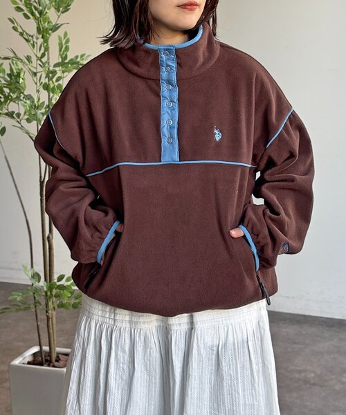 U.S. POLO ASSN.（ユーエスポロアッスン）の「【U.S. POLO ASSN.】フリースプルオーバー（Tシャツ/カットソー・レディース・アイボリー/ブラウン/ネイビー/イエロー・FREE）」の5枚目の写真
