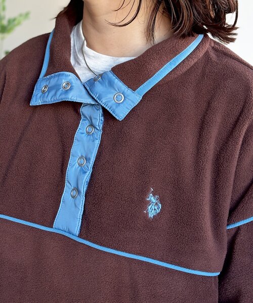 U.S. POLO ASSN.（ユーエスポロアッスン）の「【U.S. POLO ASSN.】フリースプルオーバー（Tシャツ/カットソー・レディース・アイボリー/ブラウン/ネイビー/イエロー・FREE）」の8枚目の写真