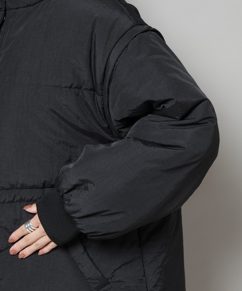 NANO universe（ナノユニバース）の「撥水加工・機能中綿 ２wayベスト＆スタンドジップブルゾン（ブルゾン・レディース・ブラック/ライトブラウン/ベージュ・FREE）」の9枚目の写真