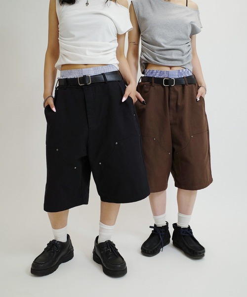 WHO'S WHO gallery（フーズフーギャラリー）の「【KOOKY'N/クーキー】 ダブルニーダックショートパンツ（チノパンツ・メンズ・ブラック/ブラウン・FREE）」の3枚目の写真