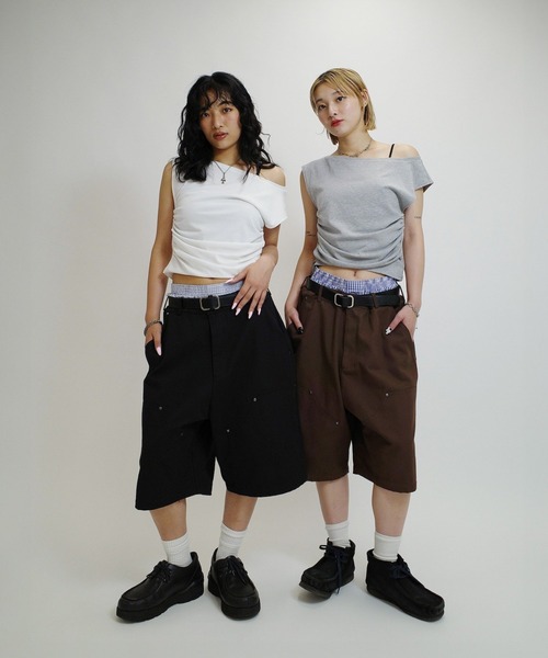 WHO'S WHO gallery（フーズフーギャラリー）の「【KOOKY'N/クーキー】 ダブルニーダックショートパンツ（チノパンツ・メンズ・ブラック/ブラウン・FREE）」の8枚目の写真