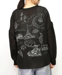 ScoLar(スカラー) パリ柄ガーゼ 2WAYシャツプルオーバー