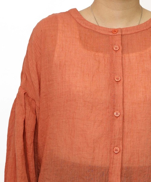 ScoLar（スカラー）の「ScoLar(スカラー) パリ柄ガーゼ 2WAYシャツプルオーバー（シャツ/ブラウス・レディース・ブラック/オレンジ・MEDIUM）」の10枚目の写真