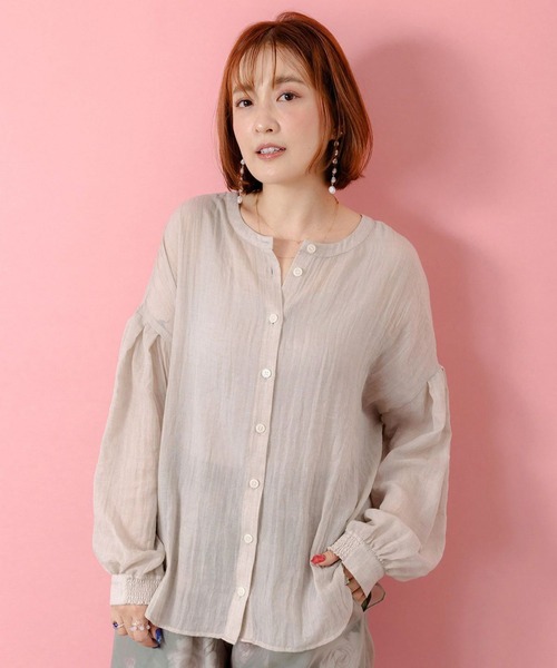 ScoLar（スカラー）の「ScoLar(スカラー) パリ柄ガーゼ 2WAYシャツプルオーバー（シャツ/ブラウス・レディース・ブラック/オレンジ・MEDIUM）」の17枚目の写真