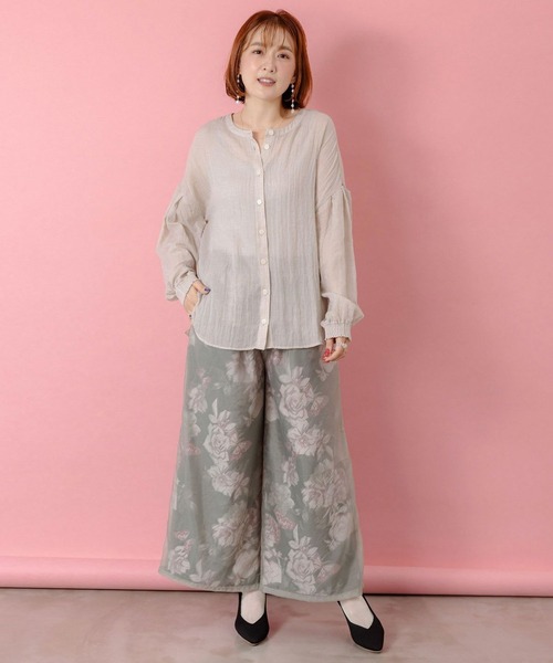 ScoLar（スカラー）の「ScoLar(スカラー) パリ柄ガーゼ 2WAYシャツプルオーバー（シャツ/ブラウス・レディース・ブラック/オレンジ・MEDIUM）」の18枚目の写真