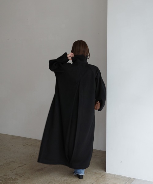 mayuスタンドカラーコクーンスリーブロングコート 黒！ 完売品 INTER FACTORY（インターファクトリー） コート アウター mayu