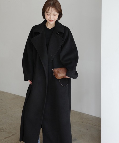 セール】mayu - スタンドカラーコクーンスリーブロングコート made in