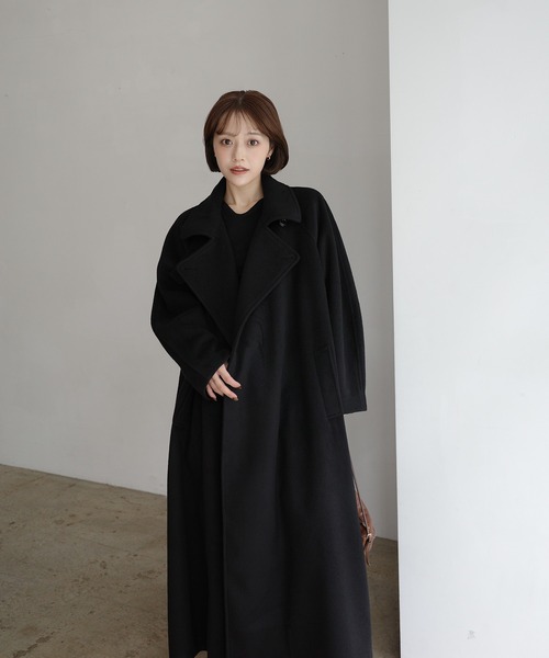 INTER FACTORY（インターファクトリー）の「mayu - スタンドカラーコクーンスリーブロングコート made in INTER FACTORY（その他アウター・レディース・ブラック/ブラウン・MEDIUM/SMALL）」の16枚目の写真