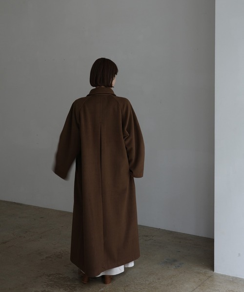 INTER FACTORY（インターファクトリー）の「mayu - スタンドカラーコクーンスリーブロングコート made in INTER FACTORY（その他アウター・レディース・ブラック/ブラウン・MEDIUM/SMALL）」の10枚目の写真