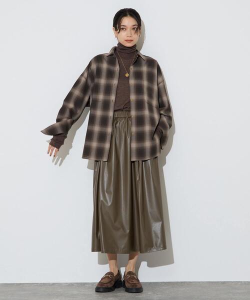 Liesse（リエス）の「チェックシャツ（シャツ/ブラウス・レディース・ブラウン・FREE）」の4枚目の写真