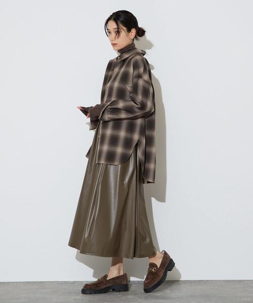 Liesse（リエス）の「チェックシャツ（シャツ/ブラウス・レディース・ブラウン・FREE）」の6枚目の写真