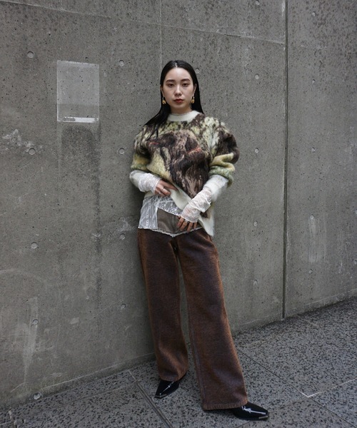 セール】DOG MOHAIR JACQUARD KNIT TOP（ニット/セーター）｜Ameri