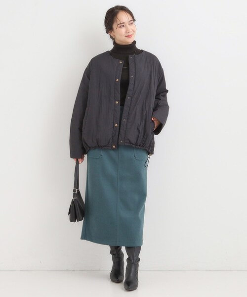 セール】【洗濯機可/撥水/S-LL】リバーシブル ノーカラー中綿ブルゾン