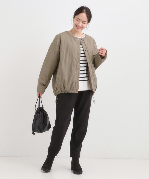 セール】【洗濯機可/撥水/S-LL】リバーシブル ノーカラー中綿ブルゾン