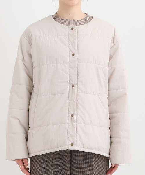 SHOO・LA・RUE（シューラルー）の「【洗濯機可/撥水/リバーシブル】 ノーカラー中綿ブルゾン（ブルゾン・レディース・ブラウン系/ブラック/ライトベージュ・01/04/03/02）」の14枚目の写真