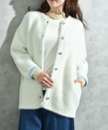 INTERPLANET | 配色シャギーニットコート(その他アウター)