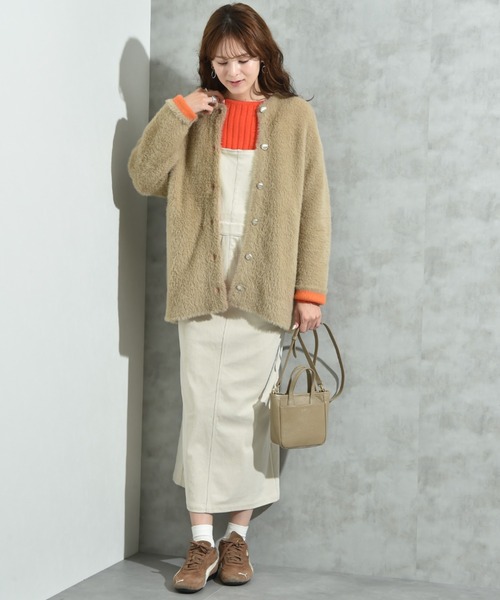 INTERPLANET(インタープラネット)の「配色シャギーニットコート(その他アウター・レディース・ベージュ/チャコールグレー/オフホワイト・FREE)」の10枚目の写真