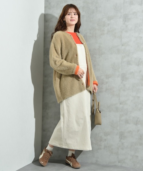 INTERPLANET(インタープラネット)の「配色シャギーニットコート(その他アウター・レディース・ベージュ/チャコールグレー/オフホワイト・FREE)」の12枚目の写真