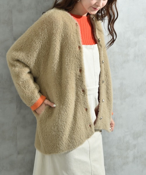 INTERPLANET(インタープラネット)の「配色シャギーニットコート(その他アウター・レディース・ベージュ/チャコールグレー/オフホワイト・FREE)」の16枚目の写真