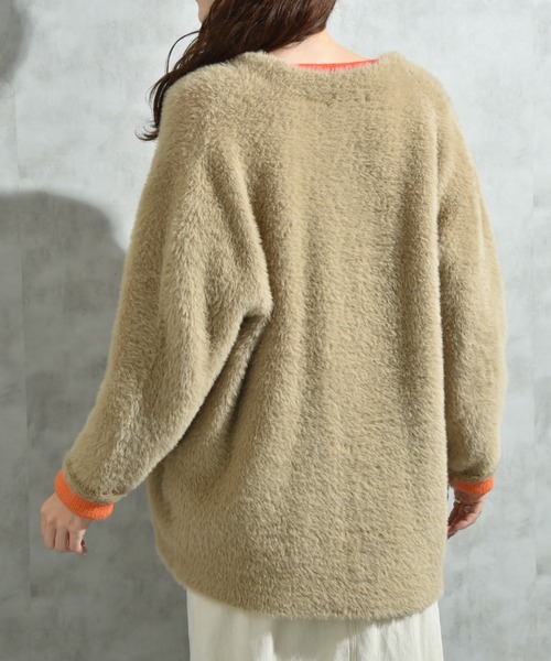 INTERPLANET(インタープラネット)の「配色シャギーニットコート(その他アウター・レディース・ベージュ/チャコールグレー/オフホワイト・FREE)」の18枚目の写真