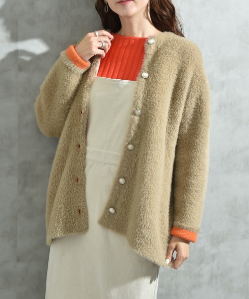 INTERPLANET(インタープラネット)の「配色シャギーニットコート(その他アウター・レディース・ベージュ/チャコールグレー/オフホワイト・FREE)」の19枚目の写真