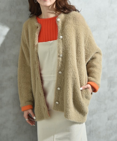 INTERPLANET(インタープラネット)の「配色シャギーニットコート(その他アウター・レディース・ベージュ/チャコールグレー/オフホワイト・FREE)」の20枚目の写真