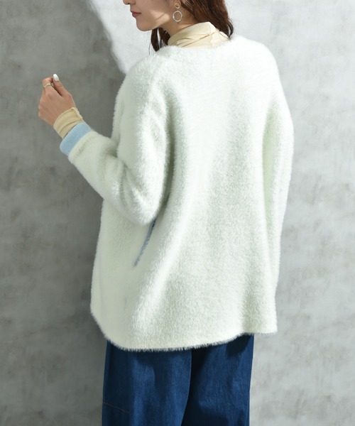 INTERPLANET(インタープラネット)の「配色シャギーニットコート(その他アウター・レディース・ベージュ/チャコールグレー/オフホワイト・FREE)」の5枚目の写真