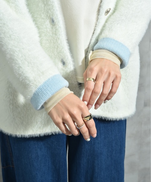 INTERPLANET(インタープラネット)の「配色シャギーニットコート(その他アウター・レディース・ベージュ/チャコールグレー/オフホワイト・FREE)」の9枚目の写真