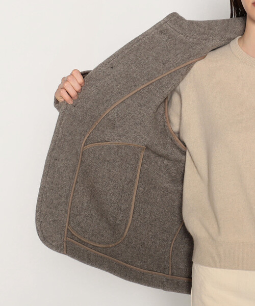 DANTON（ダントン）の「WOMEN'S WOOL PILE ROUND COLLAR JACKET（カバーオール・レディース・ネイビー/ベージュ/ベージュ系その他・34/38/36）」の15枚目の写真