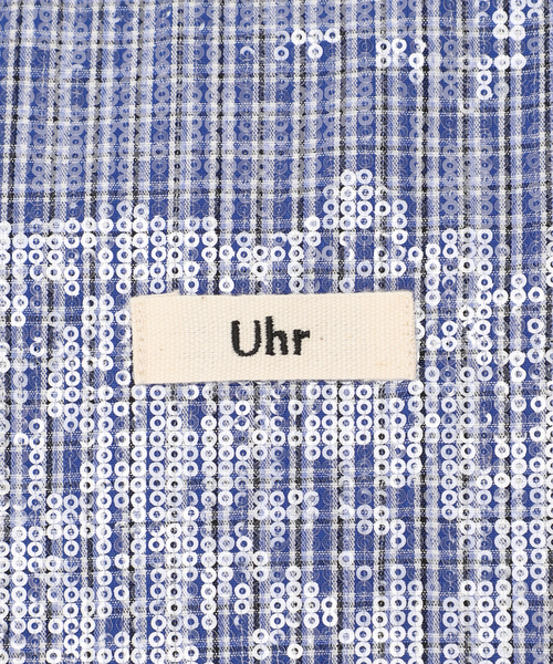 Spick & Span(スピックアンドスパン)の「《一部店舗+WEB限定》Uhr/ウーア SPANGLE CHECK TOTE(トートバッグ・レディース・アイボリー/ブルー・FREE)」の11枚目の写真