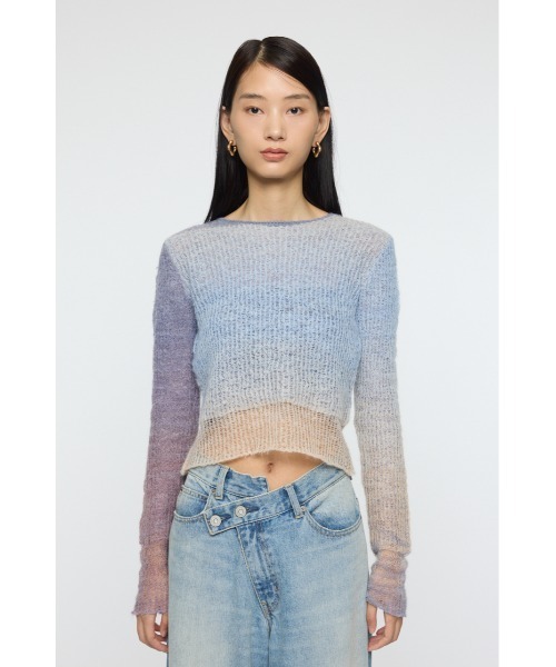 MOUSSY(マウジー)の「GRADATION CROPPED ニットトップス(ニット/セーター・レディース・オレンジ/パープル/ベージュ・FREE)」の2枚目の写真