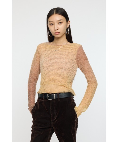 MOUSSY(マウジー)の「GRADATION CROPPED ニットトップス(ニット/セーター・レディース・オレンジ/パープル/ベージュ・FREE)」の7枚目の写真