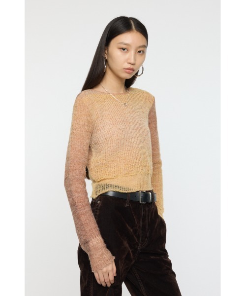 MOUSSY(マウジー)の「GRADATION CROPPED ニットトップス(ニット/セーター・レディース・オレンジ/パープル/ベージュ・FREE)」の8枚目の写真