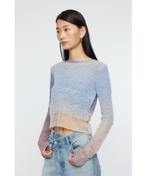 MOUSSY(マウジー)の「GRADATION CROPPED ニットトップス(ニット/セーター・レディース・オレンジ/パープル/ベージュ・FREE)」の15枚目の写真