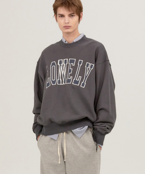 LONELY/LOVELY DAMAGE SWEATSHIRT CHARCOAL（スウェット）｜NOHANT