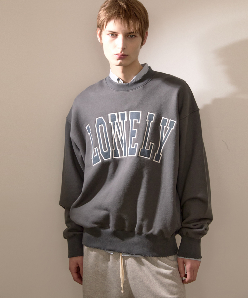 LONELY/LOVELY DAMAGE SWEATSHIRT CHARCOAL（スウェット）｜NOHANT