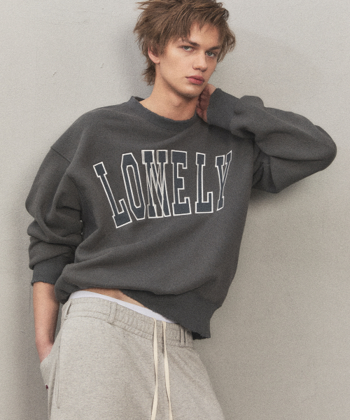 LONELY/LOVELY DAMAGE SWEATSHIRT CHARCOAL（スウェット）｜NOHANT