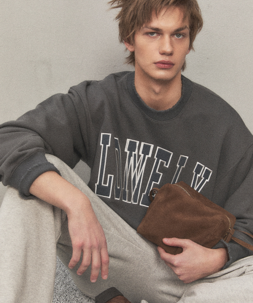 NOHANT(ノアン)の「LONELY/LOVELY DAMAGE SWEATSHIRT CHARCOAL(スウェット・メンズ・チャコール・SMALL/MEDIUM/LARGE)」の8枚目の写真