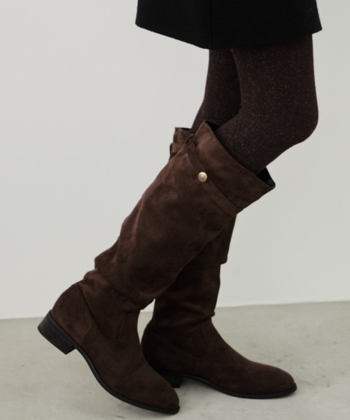 フェイクスウェードロングブーツ